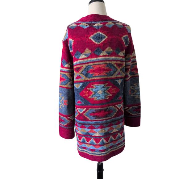 Coldwater Creek Cotton Tribal Blanket Southwestern Cardigan Sweater Womens Small - Picture 3 of 13